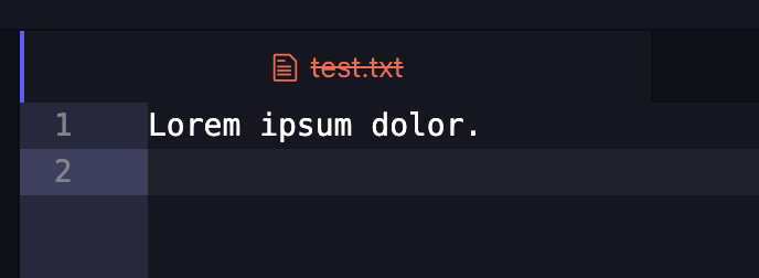 Screenshot of a text editor in a deleted state