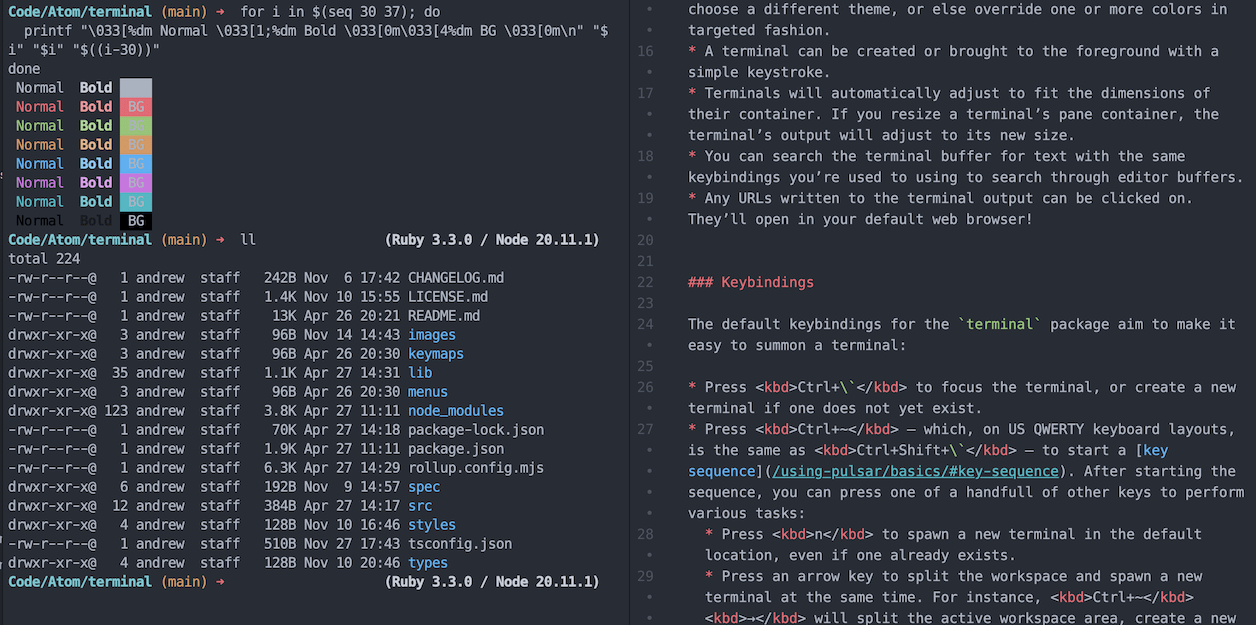 terminal package color theme comparison